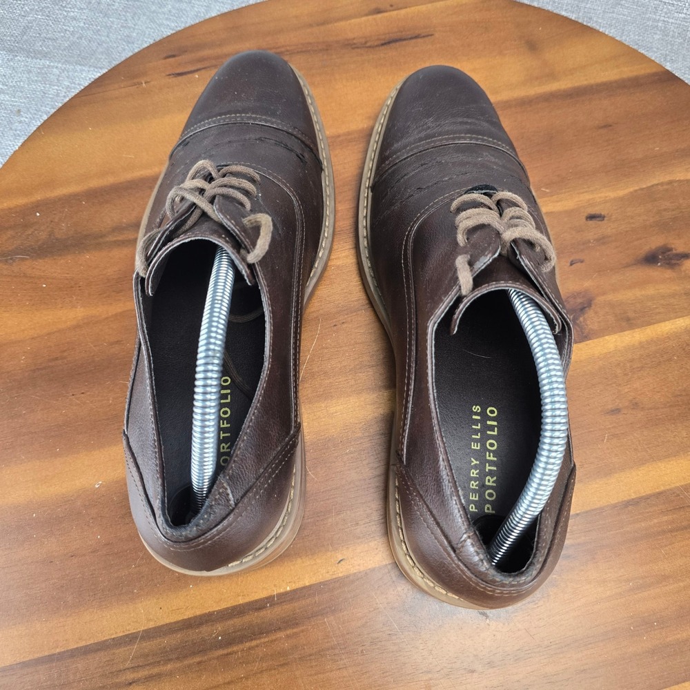 Perry Ellis Portfolio Mens Brown Cap Toe Oxford Dress Shoes PEFST14130B-2 Size 8 - Picture 10 of 16